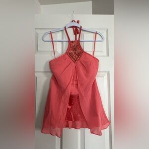 Y2K Coral Express Halter Top